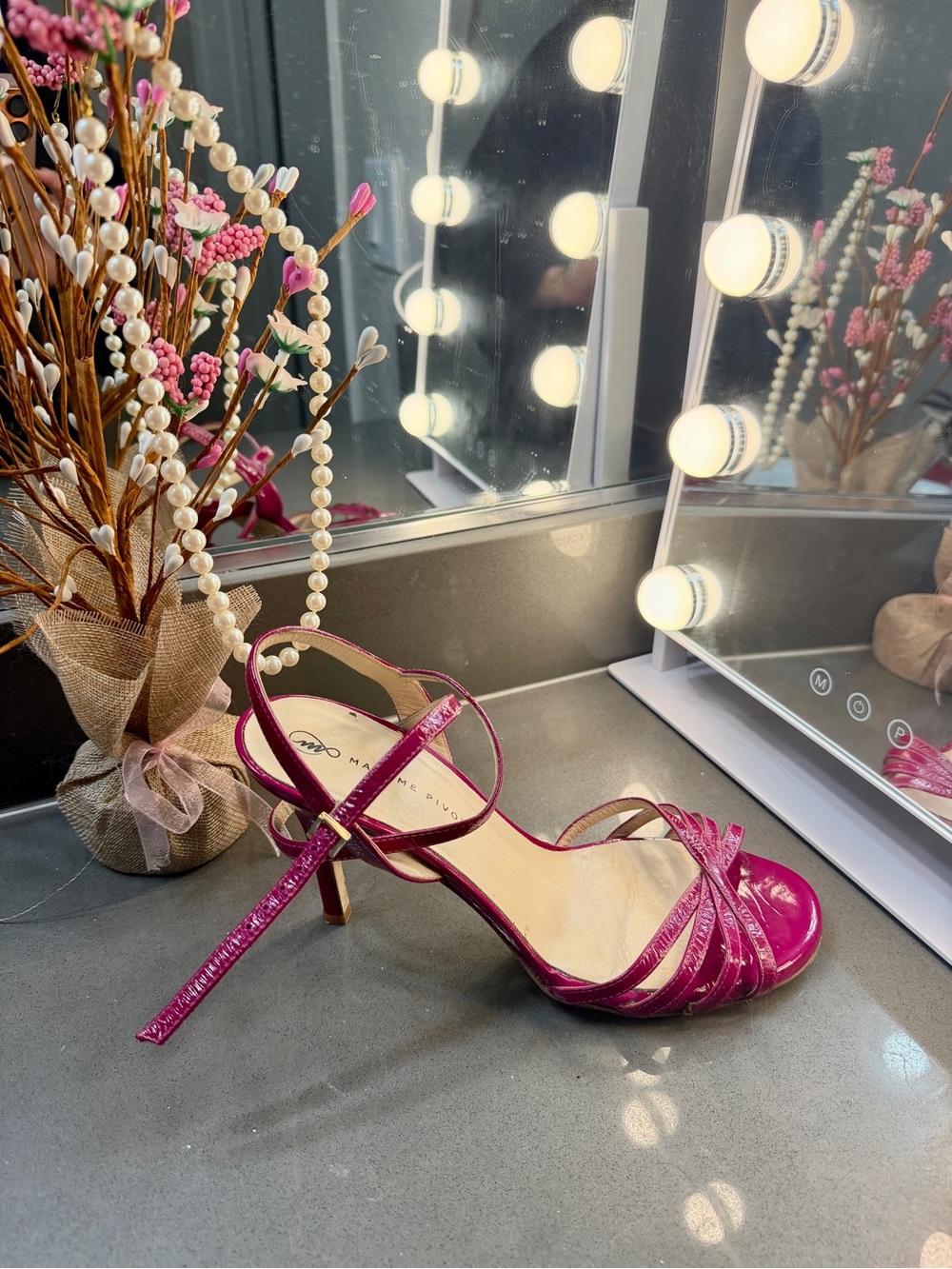 Magenta Patent Leather Open-Back Heels for Tango Dancing by Madame Pivot